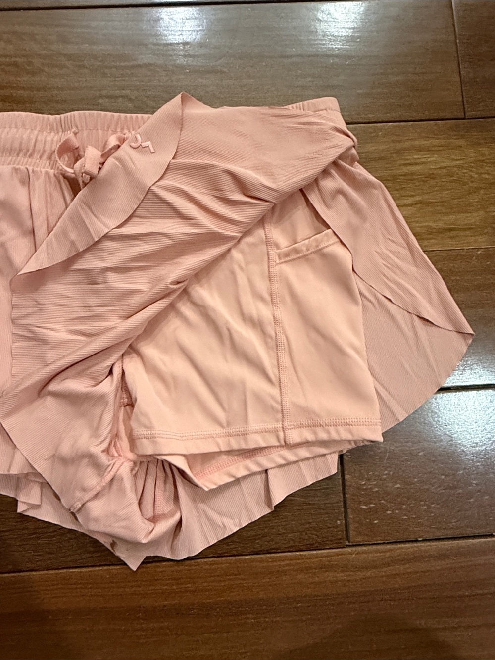 Peach Athletic Ruffle Shorts - Picture 3 of 5